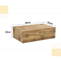 Table basse rectangulaire, style Luxury moderne compatible, pieds antidérapants en silicone, 90x50x30 cm, Couleur naturelle(m-3)