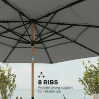 Outsunny Garden Parasol, Parasol Umbrella with 3-tier Roof, Crank Handle, Tilt Function, Polyester Canopy, Grey(m-7)