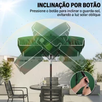Outsunny Chapéu de Sol Retangular de Jardim 198x130x240cm Chapéu de Sol de Alumínio com Função de Inclinação para Terraço Pátio Exterior Verde(m-6)