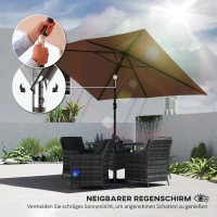 Outsunny Tuinparasol 300 x 200 cm kantelbaar balkonparasol met draaikruk Bruin(m-4)
