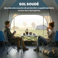 Outsunny Tente de camping familiale 4 personnes, tente tunnel , portes + fenêtres, 4,3 x 3 x 1,95 m, bleu(m-6)