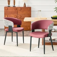 Lot de 2 chaises de salle à manger style mid-century, design tonneau, haute densité ergonomique, 46.5x48x77.3 cm, Rouge(m-1)