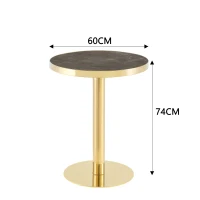Table d'appoint ronde moderne, stabilité optimale et un gain de place, 59.5x59.5x73.5 cm, Gris+Or(m-3)
