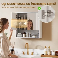 HOMCOM Dulap de Baie Suspendat, Uși Soft-close, Raft Reglabil, 60 x 16 x 60 cm, Alb(m-7)
