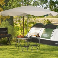 Outsunny Ensemble table et chaise de camping, Table de Camping avec 4 chaises Pliantes, 120x60x55-70cm Gris foncé(m-10)