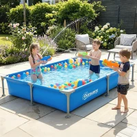 Outsunny Metal Frame Swimming Pool, Rectangular Above Ground Frame Pool with Repair Patch, 229 x 160 x 43 cm, Blue(m-8)