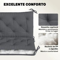 Outsunny Almofada para Banco de Jardim com Encosto, 100x98x8 cm, Almofada de Banco de 2 Lugares para Interior e Exterior com Enchimento Espesso e Tiras de Fixação, para Baloiço, Terraço, Varanda Cinzento Escuro(m-5)