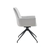 Fauteuil pivotant 360° rembourré, piètement métal laqué stable, patins antidérapants, 48x50x85 cm, Noir+Gris clair(m-8)