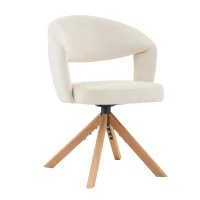 Lot de 2 chaises pivotantes rétro-luxe, patins feutre antidérapants, rotation 360° silencieuse, 47x47.5x81.5 cm, Couleur naturelle(m-11)