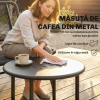 Outsunny Set Mobilier Grădină Ratan 4 Piese, Canapea pentru Exterior cu Măsuță Metalică, Negru(m-7)
