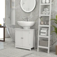 HOMCOM Mobile Sottolavabo per Bagno con Ripiano Regolabile, Mobiletto Sottolavabo con Intaglio a U e 2 Ante, Mobile Bagno Salvaspazio, Adatto a Lavabi con o Senza Colonna, 60x30x60 cm, Bianco(m-10)