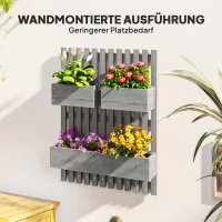 Outsunny Bloembakset, wandmontage, vrij verplaatsbaar, massief hout, 60 x 16 x 80 cm(m-4)