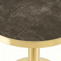 Table d'appoint ronde moderne, stabilité optimale et un gain de place, 59.5x59.5x73.5 cm, Gris+Or(m-5)