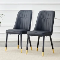 Lot de 2 chaises de salle à manger modernes, assise rembourrée, embouts antidérapants, 43x41.5x89 cm, Noir(m-4)