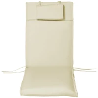 Outsunny Coussin bain de soleil déhoussable avec zippé, tétière, cordons d'attache, MATELAS UNIQUEMENT 198 x 53 x 5 cm, crème(m-12)