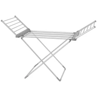 HOMCOM Séchoir à linge étendoir à linge 2 ailes latérales extensibles cadre en alliage d'aluminium 144 x 53 x 91 cm(m-12)