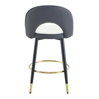 Tabouret de bar pivotant 360°, dossier ajouré design, lot de 2, 44x44x91.5 cm, Gris foncé+Blanc(m-12)