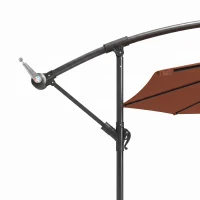 Outsunny 3 m Overhanging Cantilever Parasol, with Cross Base - Coffee(m-10)