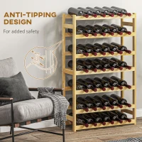 HOMCOM 42-Bottle Wooden Wine Rack - Natural Finish(m-6)