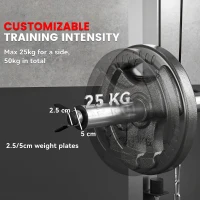 SPORTNOW 3-in-1 Smith Machine with Dual Cable Pulley System, Chest Press Station, 17-Level Squat Rack and Barbell Bar(m-13)