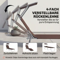 Outsunny Klapbare ligstoel met zonnescherm, verstelbare rugleuning, metalen frame, 187 x 58 x 36 cm, bruin(m-5)