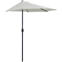 Outsunny Ombrellone da Terrazza a Mezzaluna con Apertura a Manovella e Palo a 2 Sezioni, 2.6x1.35 m, Beige(m-11)