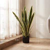 Outsunny Plante Artificielle Sansevieria 77 cm avec 21 Feuilles Ajustables et Pot, Facile à Nettoyer, pour Bureau, Chambre, Vert(m-3)