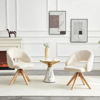 Lot de 2 chaises pivotantes style rétro, piètement 4 pieds en bois massif, patins antidérapants, 46x49x84 cm, Couleur naturelle(m-1)