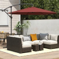 Outsunny 3 m Overhanging Cantilever Parasol, with Cross Base - Wine Red(m-14)