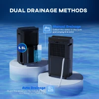 HOMCOM 5500mL Portable Dehumidifier with Air Purifier, UVC, Ioniser, 24H Timer, 5 Modes, 16L/Day, for Home Laundry, Black(m-6)