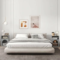 HOMCOM Lot de 2 tables de chevet, table de nuit avec compartiments ouverts, design arqué, 40 x 30 x 60 cm, gris(m-7)