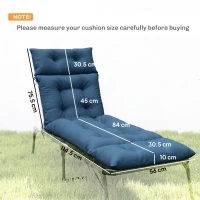 Outsunny Set of Two 190 x 56cm Sun Lounger Cushions - Navy Blue(m-3)