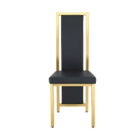 Chaise de salle à manger minimaliste européenne, bordure dorée 3D et dossier haut ergonomique, 44x42.7x109 cm, Noir+Doré(m-2)
