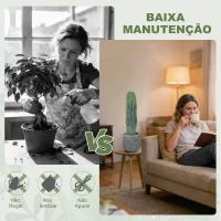 HOMCOM Cacto Artificial 66 cm, Planta Artificial Decorativa com Vaso para Decoração de Interiores Verde(m-5)