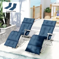 Outsunny Set of Two 190 x 56cm Sun Lounger Cushions - Navy Blue(m-14)