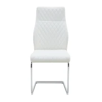 Chaise de salle à manger matelassée motif losange, dossier haut ergonomique, lot de 2, 43x63x100 cm, Blanc+Argenté(m-2)