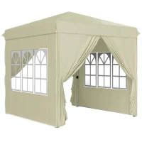 Outsunny Gazebo da Giardino Pop Up con 2 Finestre e Gambe Regolabili, in Metallo e tessuto Oxford, 248x248x270 cm, Crema(m-1)