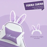 Vinsetto Sedia Gaming con Orecchie da Coniglio, Poggiapiedi, Cuscini, Reclinabile e Altezza Regolabile, Viola(m-4)
