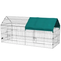 PawHut Parc enclos modulable acier avec bache pour lapins rongeurs petits animaux intérieur extérieur 220L x 85l x 103H cm(m-12)