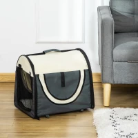 PawHut Trasportino per Animali Domestici Pieghevole in Oxford con Cuscino Rimovibile Lavabile e Borsa per Trasporto, 46x36x41cm, Grigio scuro(m-10)