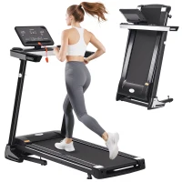 HOMCOM Tapis Roulant Elettrico Pieghevole 1-12km/h, Tapis Roulant Salvaspazio con 12 Programmi Preimpostati, Display LCD e Supporto per Tablet, per Camminata e Corsa, Compatto per Casa e Ufficio, Nero(m-1)