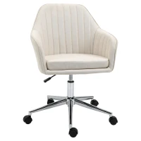 Vinsetto Cadeira de Escritório Cadeira de Secretária com Altura Regulável e Base Giratória para Escritório 61x59x86-96 cm Bege(m-1)