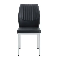 Lot de 4 chaises de salle à manger, style léger-luxe, patins antidérapants, 43x42.6x93 cm, Noir+Argenté(m-2)