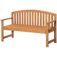 Outsunny Banco de Jardim de 3 Lugares Banco de Ripas de Madeira com Encosto Apoio para os Braços Terraço Varanda Exterior Carga 320kg 140x50x85cm Natural(m-12)