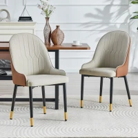 Lot de 2 chaises de salle à manger, dossier motif éclair stylé, déperlante et facile d'entretien, 47.3x44x91 cm, Gris chaud(m-4)