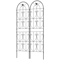 Outsunny Set of 2 Garden Trellis, Metal Fence Panels for Climbing Outdoor Plants, Flowers, 180 x 50cm(m-11)