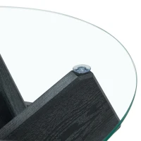Table basse ronde, design moderne, facile à nettoyer et stable, 79x79x45 cm, Transparent(m-7)