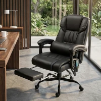 Vinsetto Silla de Oficina con Masaje de 6 Puntos Respaldo Alto Reclinable Altura Ajustable Reposapiés y Mando a Distancia Negro(m-10)