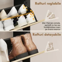 HOMCOM Dulap Slim Pantofi, Dulap Economisire Spațiu Pantofar Slim Pantofar Economisire Spațiu, Negru și Lemn(m-6)
