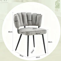 Lot de 2 chaises de salle à manger, mousse haute densité, patins antidérapants, 60x46x80 cm, Gris clair(m-3)
